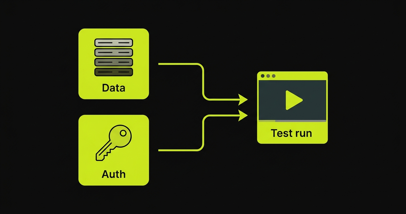A test run needs two inputs: data and auth